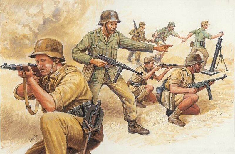 Німецька піхота африканського корпусу. Набір солдатиків в масштабі 1/72. ITALERI 6076 від компанії Хоббінет - збірні моделі - фото 1