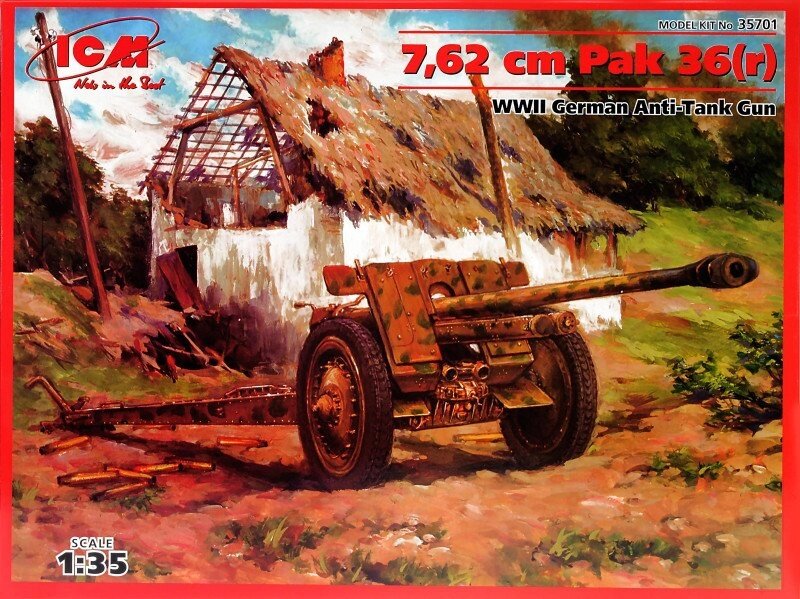 Німецька протитанкова гармата 7,62 cm Pak 36 (r). 1/35 ICM 35701 від компанії Хоббінет - збірні моделі - фото 1