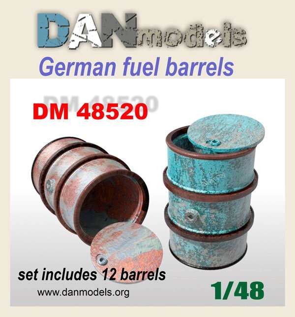 Німецькі 200-літрові бочки. Аксесуари для діорами в масштабі 1/48. DANMODELS DM48520 від компанії Хоббінет - збірні моделі - фото 1