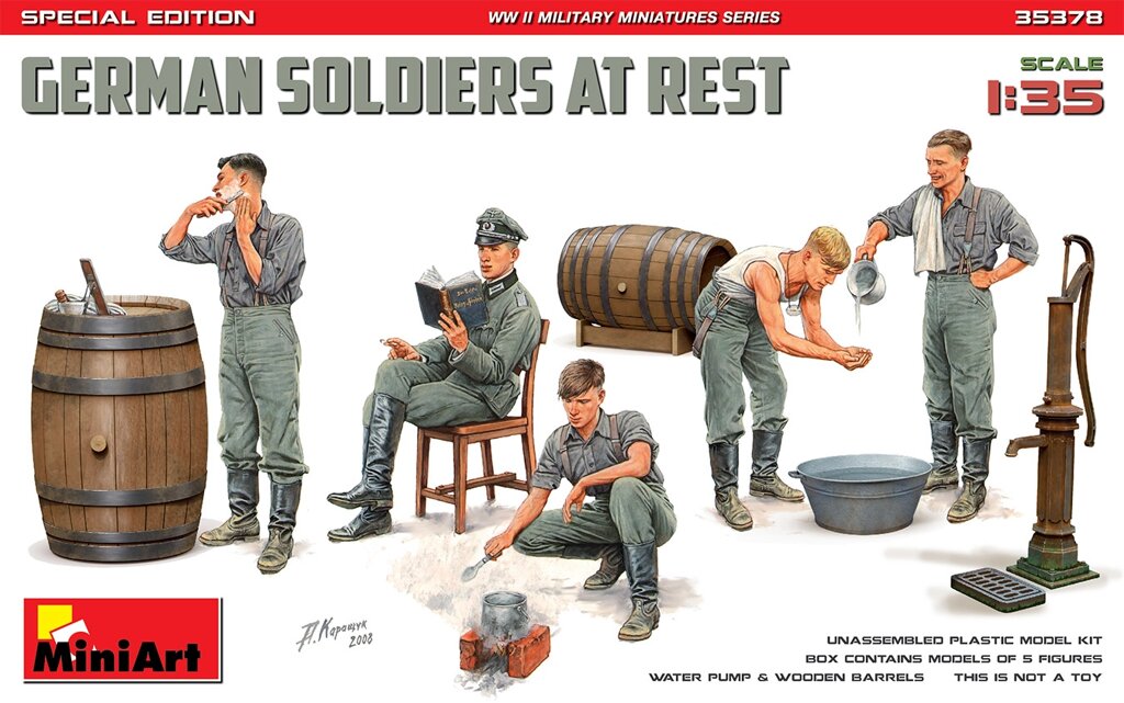 Німецькі солдати на відпочинку. Набір фігур в масштабі 1/35. MINIART 35378 від компанії Хоббінет - збірні моделі - фото 1