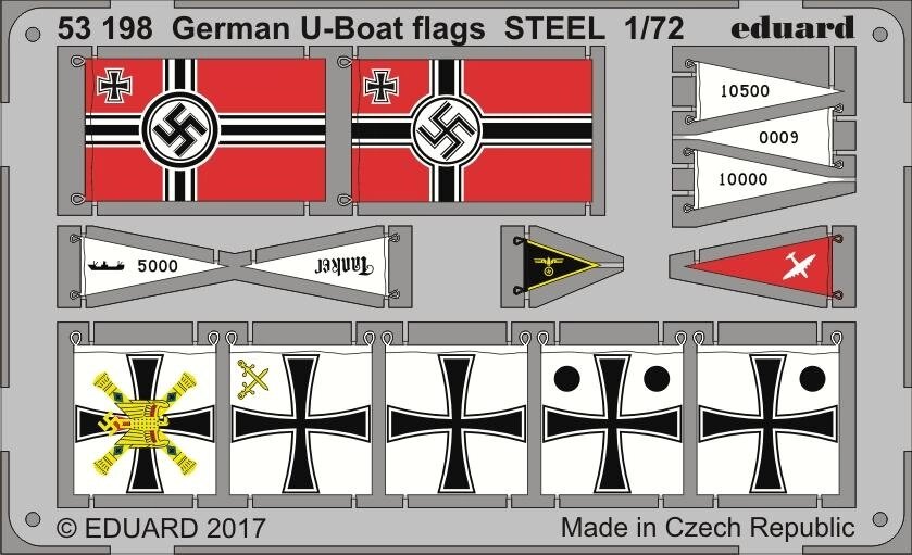 Німецькі сталеві прапори масштабу 1/72 для U-boat. EDUARD 53198 від компанії Хоббінет - збірні моделі - фото 1