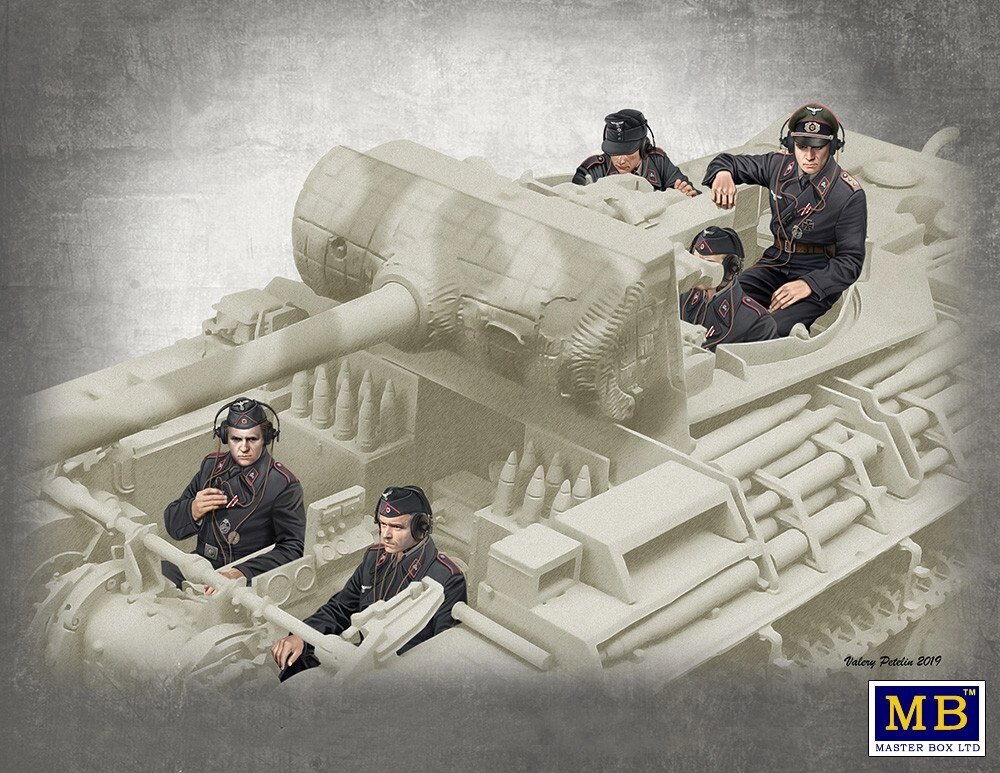 Німецькі танкісти, 1944-1945 р Набір фігур танкістів в масштабі 1/35. MASTER BOX 35201 від компанії Хоббінет - збірні моделі - фото 1