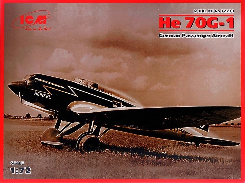 Німецький пасажирський літак Heinkel He 70G-1. 1/72 ICM 72233 від компанії Хоббінет - збірні моделі - фото 1