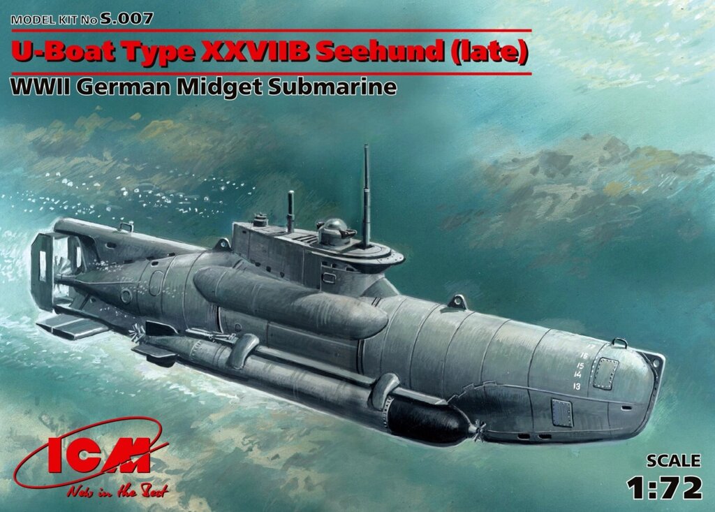 Німецький підводний човен типу U-Boat Type XXVII "Seehund". 1/72 ICM S007 від компанії Хоббінет - збірні моделі - фото 1