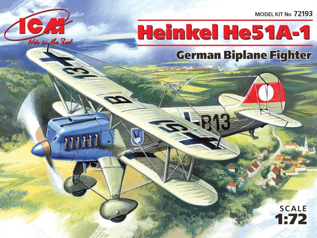 Німецький винищувач-біплан Heinkel He-51 A1. 1/72 ICM 72193 від компанії Хоббінет - збірні моделі - фото 1