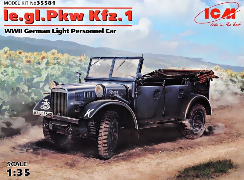 Німецький військовий автомобіль le. gl. Einheits-Car Kfz.1. 1/35 ICM 35581 від компанії Хоббінет - збірні моделі - фото 1