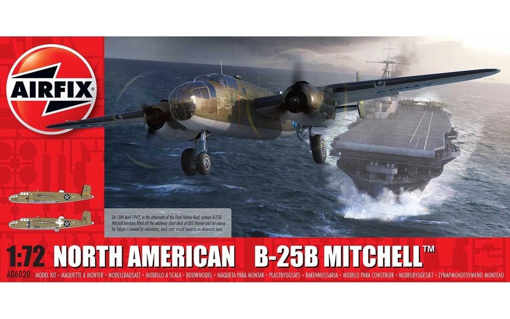 North American B25B Mitchell. Збірна модель літака в масштабі 1/72. AIRFIX 06020 від компанії Хоббінет - збірні моделі - фото 1