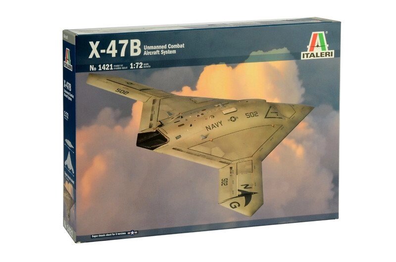 Northrop Grumman X-47B безпілотне військове повітряне транспортний засіб. 1/72 ITALERI 1421 від компанії Хоббінет - збірні моделі - фото 1