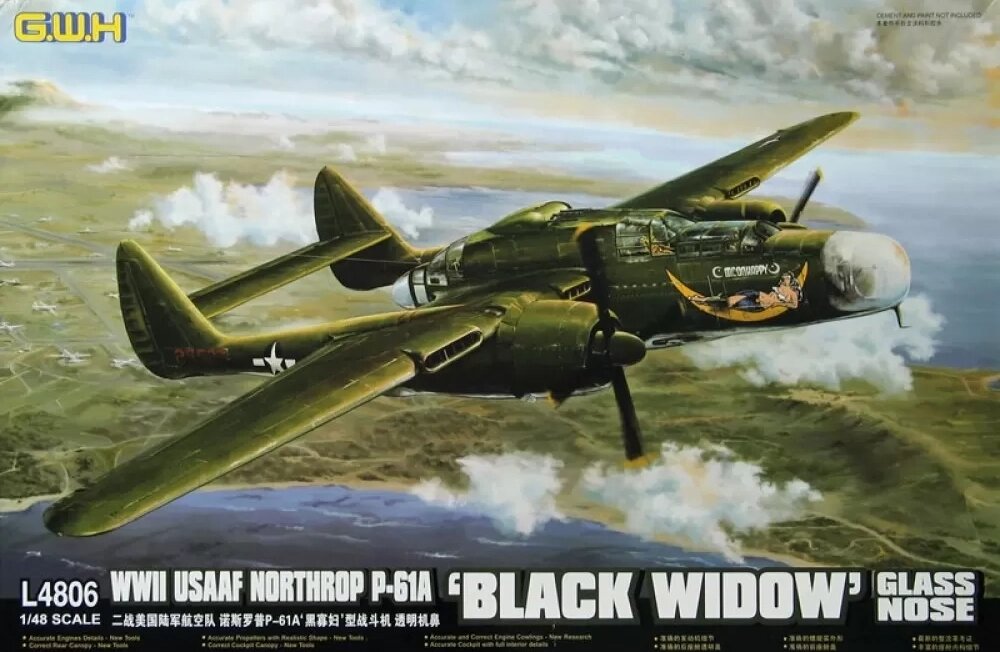Northrop P-61A Black Widow з прозорим носовим обтічником. GREAT WALL HOBBY L4806 від компанії Хоббінет - збірні моделі - фото 1