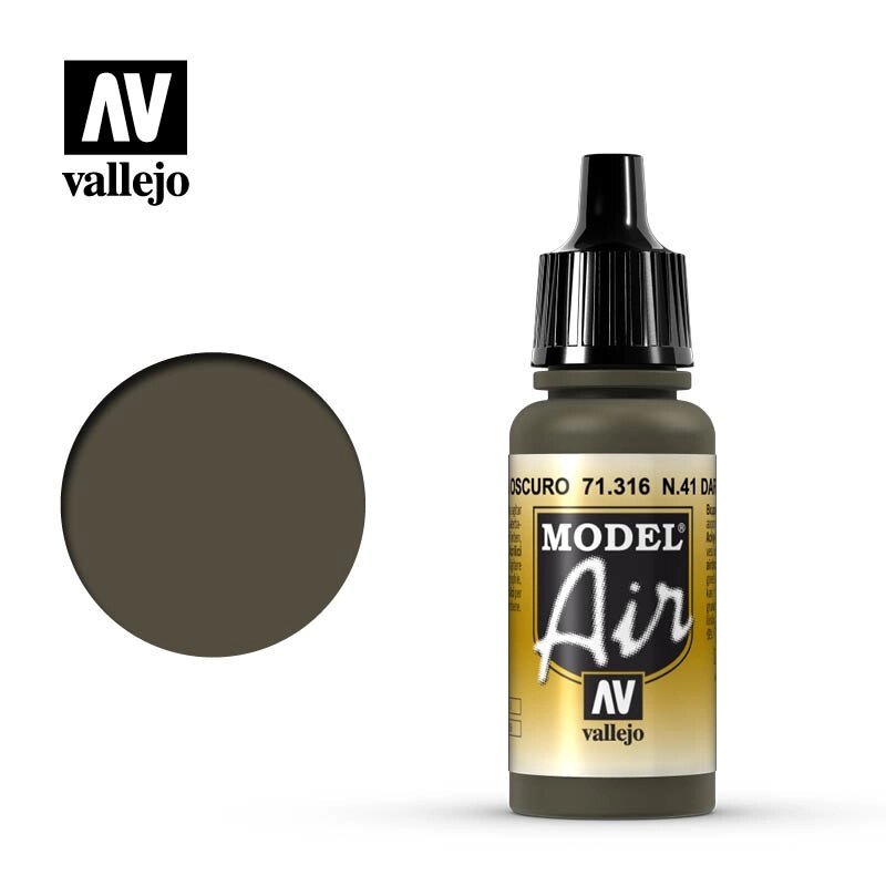 Num. 41 Dark Olive Drab. Фарба акрилова 17мл. VALLEJO MODEL AIR 71316 від компанії Хоббінет - збірні моделі - фото 1