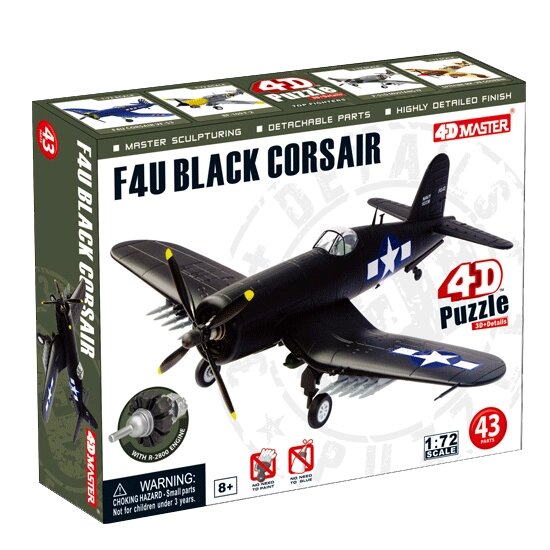 Об'ємний пазл Літак F4U Black Corsair в масштабі 1/72. 4D Master 26906 від компанії Хоббінет - збірні моделі - фото 1