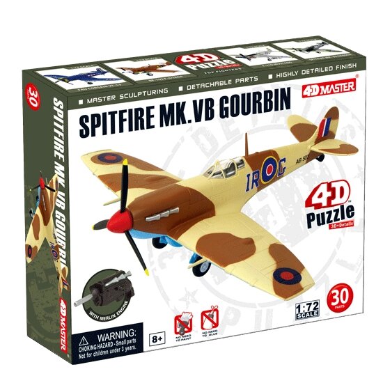 Об'ємний пазл Літак Spitfire MK. VB Gourbin в масштабі 1/72. 4D Master 26909 від компанії Хоббінет - збірні моделі - фото 1