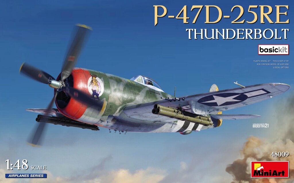 P-47D-25RE Thunderbolt. Basic kit. Збірна модель літака у масштабі 1/48. MINIART 48009 від компанії Хоббінет - збірні моделі - фото 1