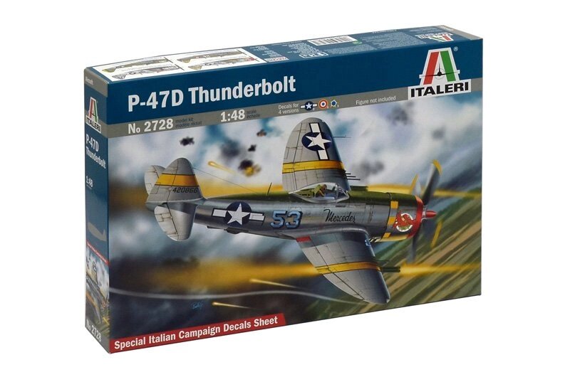 P-47D THUNDERBOLT. Сборная модель винтомоторного самолета в масштабе 1/48. ITALERI 2728 від компанії Хоббінет - збірні моделі - фото 1
