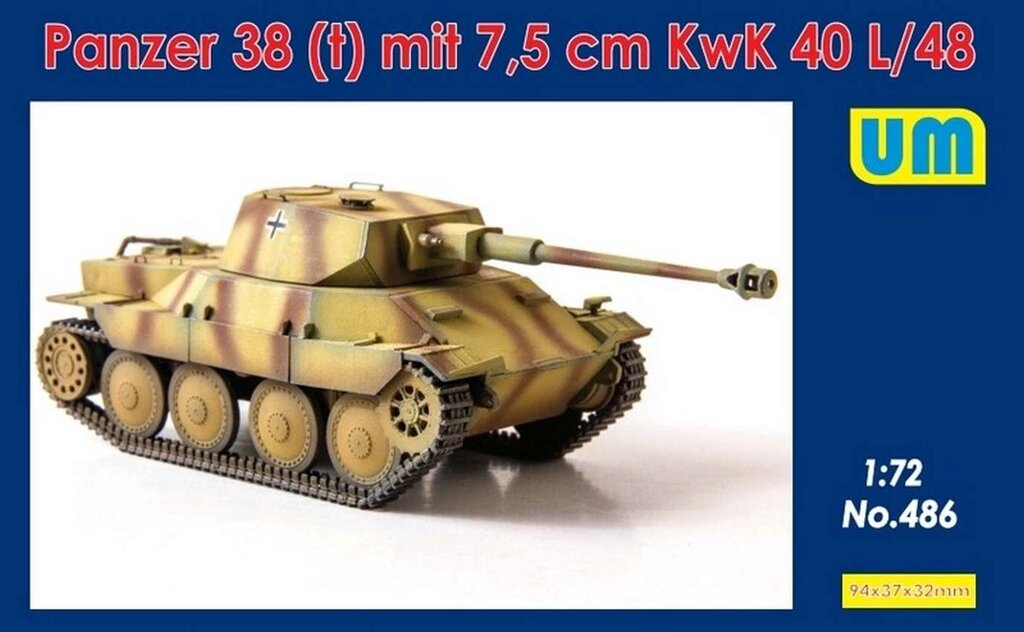 Panzer 38 (t) з 75-мм гарматою KwK 40 L / 48. 1/72 UM 486 від компанії Хоббінет - збірні моделі - фото 1