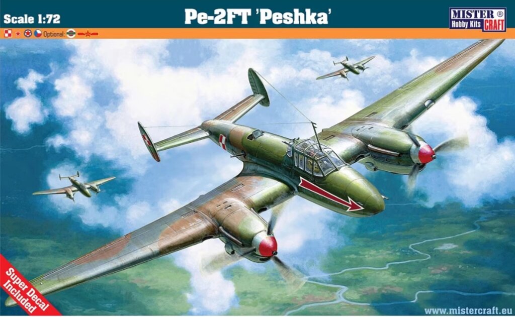 Pe-2 FT Peshka. Збірна модель літака в масштабі 1/72. MISTER CRAFT E-26 від компанії Хоббінет - збірні моделі - фото 1