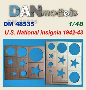 Трафарет для нанесення знаків розрізнення для літаків США 1942-43 рр. WW2. 1/48 DANMODELS DM 48535