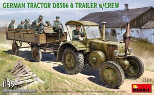 Немецкий трактор D8506 и прицеп с экипажем. Сборная модель немецкого трактора в масштабе 1/35. MINIART 35314