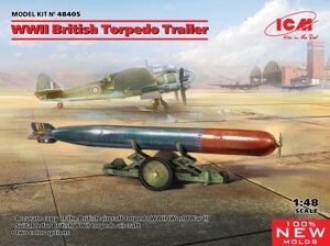 Трейлер британской торпеды времен Второй мировой войны. Сборная модель в масштабе 1/48. ICM 48405