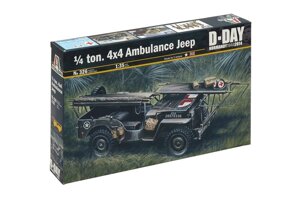 1/4 Ton. 4x4 AMBULANCE JEEP. Збірна модель в масштабі 1/35. ITALERI 326