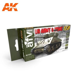 Набір фарб для збірних моделей техніки армії США в період Другої світової війни. AK-INTERACTIVE AK4210
