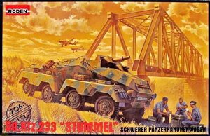 Sd. Kfz. 233 Stummel. Збірна модель німецького бронеавтомобіля у масштабі 1/72. RODEN 706