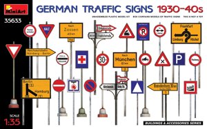 Немецкие дорожные знаки (1930-1940 гг.). Набор в масштабе 1/35. MINIART 35633