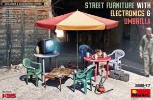 Уличная мебелель с электроникой и зонтиком в масштабе 1/35. MINIART 35647 в Запорожской области от компании Хоббинет - сборные модели