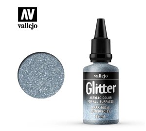 Срібло. Фарба водорозчинна із ефектом блиску 32 мл. VALLEJO GLITTER 57602