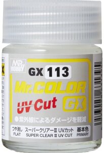 Лак матовий на нітрооснові Super Clear III UV Cut Flat, 18 мл. MR. COLOR GX113