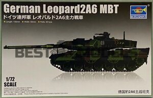 Leopard 2A6. Збірна модель німецького танка в масштабі 1/72. TRUMPETER 07191