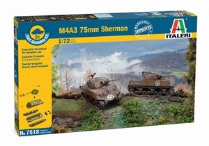M4A3 75mm Sherman (2 моделі в наборі). Складання без клею в масштабі 1/72. ITALERI 7518