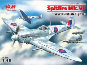 Британський винищувач Spitfire Mk. VII. Збірна модель в масштабі 1/48. ICM 48062