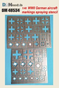 Трафарет для нанесення розпізнавальних знаків для літаків Люфтваффе WW2. 1/48 DANMODELS DM 48534
