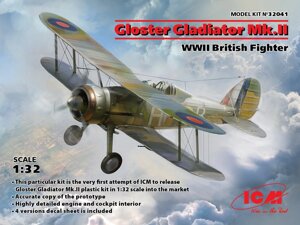 Британський винищувач Gloster Gladiator Mk. II. WWII. 1/32 ICM 32041