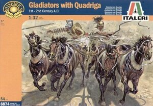 Гладіатори на квадризі. Набір фігур (2 гладіатора + 4 коня) в масштабі 1/32. ITALERI 6874