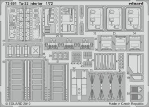 Ту-22 інтер'єр, набір фототравлення для моделі TRUMPETER. 1/72 EDUARD 73691