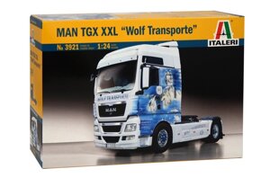 MAN TGX XXL "Wolf Transporte". Збірна модель вантажного тягача в масштабі 1/24. ITALERI 3921