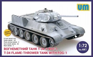 Вогнеметний танк Т-34 з Фог-1. Збірна модель в масштабі 1/72. UM 441