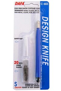 Ніж макетний, пластикова ручка + 20 змінних лез. DAFA C-603