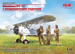 Збірна модель біплана. Stearman PT-17 з американськими кадетами. ICM 32051