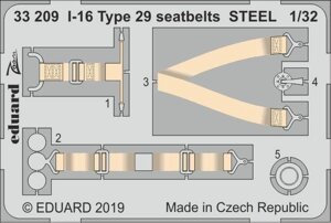 І-16 Тип 29 сталеві ремені. 1/32 EDUARD 33209