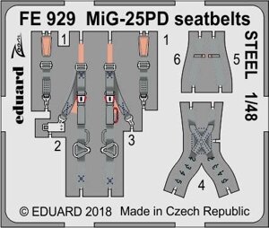 Фототравлення для МіГ-25ПД сталеві ремені. 1/48 EDUARD FE929