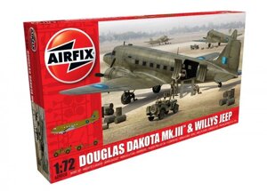 Набір збірних пластикових моделей. Douglas Dakota MkIII with Willys Jeep. 1/72 AIRFIX 09008