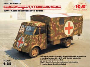 Німецький армійський автомобіль Lastkraftwagen 3.5 t AHN c будкою. 1/35 ICM 35417