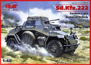 SD. KFZ. 222 WWII GERMAN ARMORED CAR. 1/48 ICM 48191