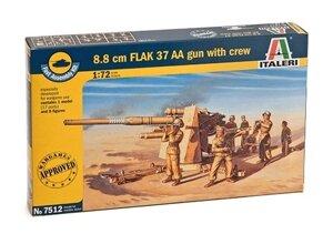 8,8 См FLAK 37 AA Gun. Збірна модель німецького знаряддя в масштабі 1/72. ITALERI 7512