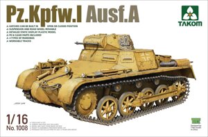 Pz. Kpfw. I Ausf. A німецький легкий танк. Збірна модель у масштабі 1/16. TAKOM 1008