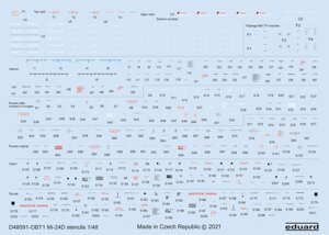 Декаль тех. написи для моделі вертольота Мі-24Д в масштабі 1/48. EDUARD D48091