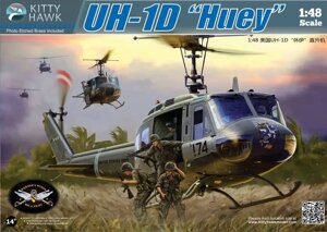 UH-1D Huey збірна пластикова модель вертольота. 1/48 KITTY HAWK KH80154